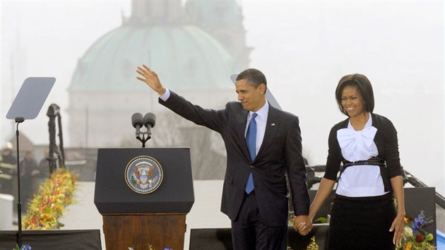 Barack Obama a Michelle Obamov na nvtv v Praze