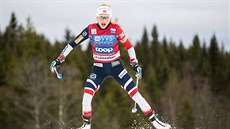Norská běžkyně na lyžích Therese Johaugová na trati v Lillehammeru Norská běžkyně na lyžích Therese Johaugová na trati v Lillehammeru