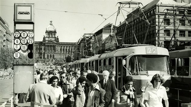 Tramvaje T3 na Vclavskm nmst (kolem roku 1971)