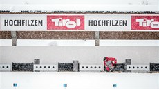 Zasněžená střelnice v Hochfilzenu. Zasněžená střelnice v Hochfilzenu.