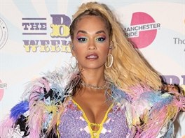 Rita Ora poses for pictures on the press boards at Pride in Manchester.