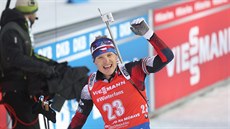 Ondřej Moravec v cíli stíhacího závodu v Novém Městě na Moravě. Ondřej Moravec v cíli stíhacího závodu v Novém Městě na Moravě.