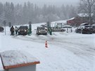 Parkovit ve skiarelech v Krkonoch jsou zcela zcela pln. (30.12.2018).