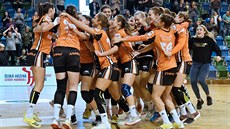 Mostecké házenkářky slaví pohárový triumf. Mostecké házenkářky slaví pohárový triumf.