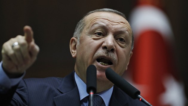 Tureck prezident Recep Tayyip Erdogan zkritizoval poradce americkho prezidenta pro nrodn bezpenost Johna Boltona. (8. ledna 2018)