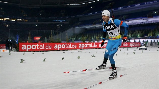 Ole Einar Bjrndalen bhem exhibice v Gelsenkirchenu.