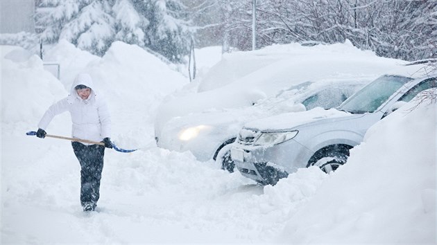 Jablonec nad Nisou se potýká se snhovou kalamitou. (9. ledna 2019)