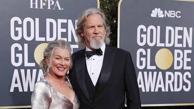 Susan Gestonov a jej manel Jeff Bridges na Zlatch glbech (Beverly Hills, 6. ledna 2019)