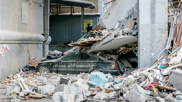 Zhroucen budova v ruskm Magnitogorsku (2. ledna 2019)