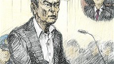 Skica ze soudní síně. Carlos Ghosn mohl od svého listopadového zadržení poprvé... Skica ze soudní síně. Carlos Ghosn mohl od svého listopadového zadržení poprvé...