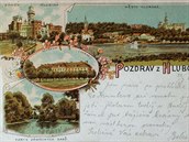 Dobová pohlednice z Hluboké nad Vltavou z roku 1897. Dobová pohlednice z Hluboké nad Vltavou z roku 1897.