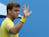 POSTUP. Americk tenista Ryan Harrison slav postup do druhho kola Australian...