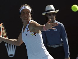 Barbora Strcov kon na Australian Open v 1. kole.