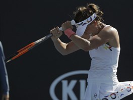Rozhnvan Barbora Strcov bhem 1. kola Australian Open.