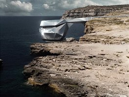 Návrh památníku zasazený do pobeí maltského ostrova Gozo. Co myslíte, stane...