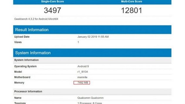 Tajemn Sony I8134 v testu Geekbench