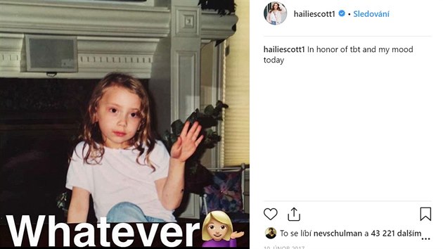 Hailie Mathersov sdlela na Instagramu sv foto z dtstv (2017)