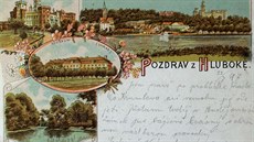 Dobová pohlednice z Hluboké nad Vltavou z roku 1897. Dobová pohlednice z Hluboké nad Vltavou z roku 1897.