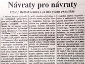 Nvraty pro nvraty  prvn recenze Mirky Spilov v MF DNES z 10. 9. 1992