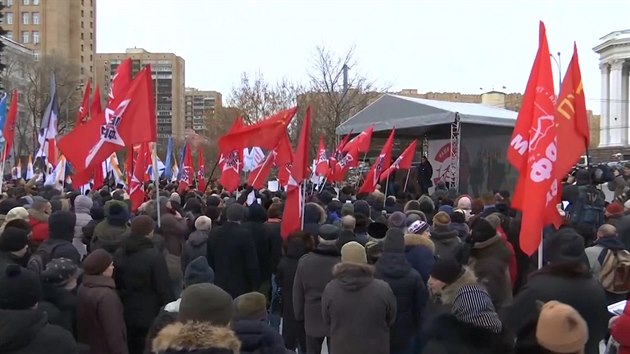 Demonstrace za rusk Kurily v Moskv