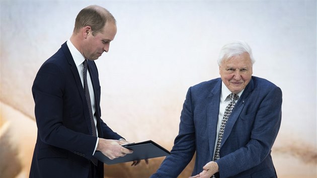 Princ William coby modertor a jeho host David Attenborough na Svtovm ekonomickm fru (Davos, 22. ledna 2019)