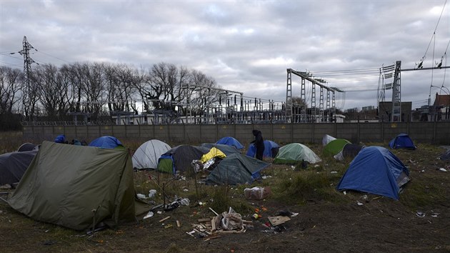 Kemp migrant ve francouzskm Calais (21. ledna 2019)