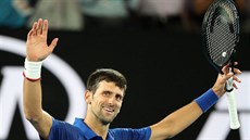 AMPION. Srb Novak Djokovi se raduje z vítzství ve finále Australian Open.