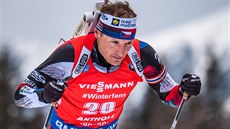 Ondřej Moravec na trati závodu s hromadným startem v Anterselvě Ondřej Moravec na trati závodu s hromadným startem v Anterselvě