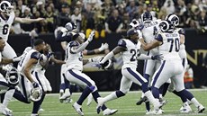Radost amerických fotbalistů Los Angeles Rams. Radost amerických fotbalistů Los Angeles Rams.