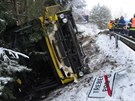 Nehoda autobusu v Tebechovicch pod Orebem (4.2.2019).