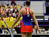 Karolna Plkov v utkn Fed Cupu proti Rumunsku. 