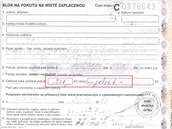 Takto vypadá zfalšovaný pokutový blok: Bod č. 1 až 6 je vypsán formou průpisu.... Takto vypadá zfalšovaný pokutový blok: Bod č. 1 až 6 je vypsán formou průpisu....