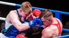 Momentka z exhibičního souboje mezi předními amatérskými boxery Evropy a Asie. Momentka z exhibičního souboje mezi předními amatérskými boxery Evropy a Asie.