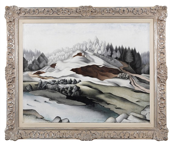 Jan Zrzavý: Krajina u Vadína / Lom (1923, olej na plátn, 57,5 x 73 cm)