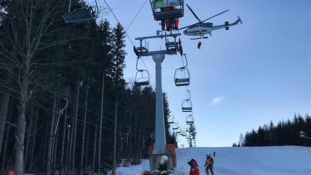 Kvli technick zvad se zastavila lanovka ve Filipovicch na Jesenicku (16. nora 2019).