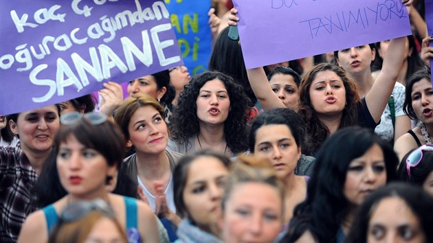 Tureck eny v roce 2012 protestovaly proti plonmu zkazu potrat.