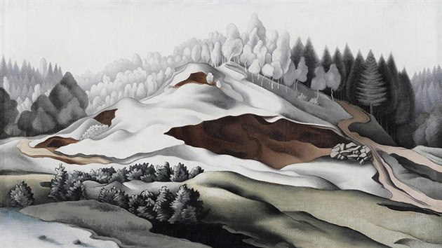 Jan Zrzav: Krajina u Vadna / Lom (1923, olej na pltn, 57,5 x 73 cm)