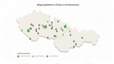 Mapa peletáren v eské republice a na Slovensku