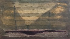 Josef íma: (Paysage ligne violette, 1965, olej na plátn, 19 x 24 cm)