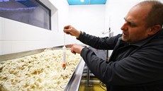 Jeden ze spolumajitelů Martin Petr kontroluje proces kvašení v otevřené spilce. Jeden ze spolumajitelů Martin Petr kontroluje proces kvašení v otevřené spilce.