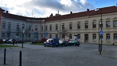 Školní náměstí v Hranicích na Přerovsku. Školní náměstí v Hranicích na Přerovsku.