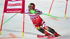 Rakouský slalomá Marcel Hirscher bhem závodu ve Stockholmu