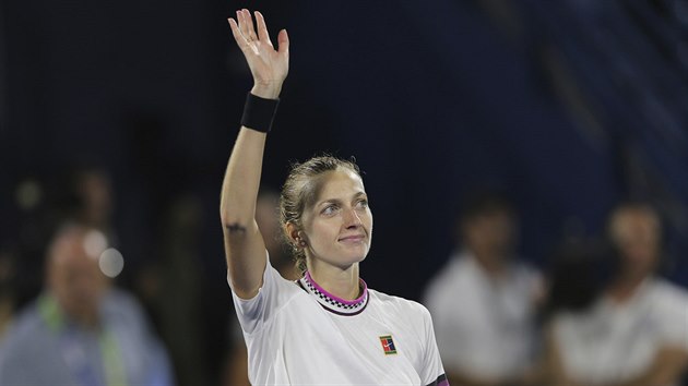 Petra Kvitová se raduje z postupu do finále turnaje v Dubaji. Petra Kvitová se raduje z postupu do finále turnaje v Dubaji.
