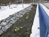 Pohled na opravenou část koryta Ondřejovického potoka na Jesenicku poničenou... Pohled na opravenou část koryta Ondřejovického potoka na Jesenicku poničenou...