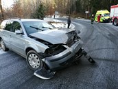 Osobní auta se čelně střetla u Hořic (18. 2. 2019). Osobní auta se čelně střetla u Hořic (18. 2. 2019).