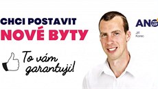 Předvolební reklama hnutí ANO ve Zlíně slibující stavbu nových bytů. Předvolební reklama hnutí ANO ve Zlíně slibující stavbu nových bytů.