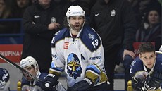 Jaromír Jágr burcuje své spoluhráče ze střídačky. Jaromír Jágr burcuje své spoluhráče ze střídačky.