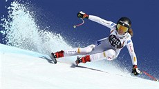 Italská lyžařka Sofia Goggiaová na trati sjezdu v Crans Montaně Italská lyžařka Sofia Goggiaová na trati sjezdu v Crans Montaně