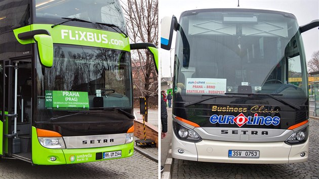 Autobusy spoleností Flixbus a Eurolines