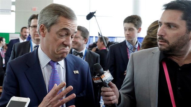 Nejznmj britsk zastnce brexitu, europoslanec a bval vdce strany UKIP  Nigel Farage bhem nvtvy Washingtonu (1.3.2019)